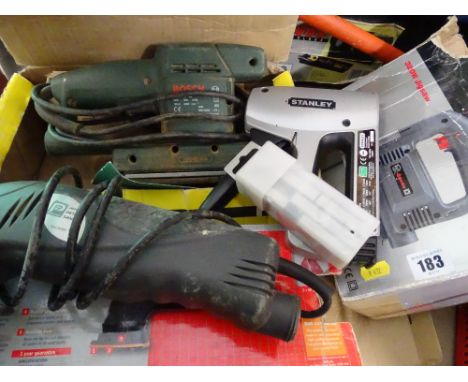 Stanley staple gun, 32w jigsaw, 260w detail sander and a Bosch PSS 32 sander E/T