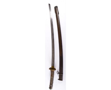 A Japanese Second World War NCO/WO's Shin Gunto Katana, the 67cm single edge steel blade with a narrow fuller running along t