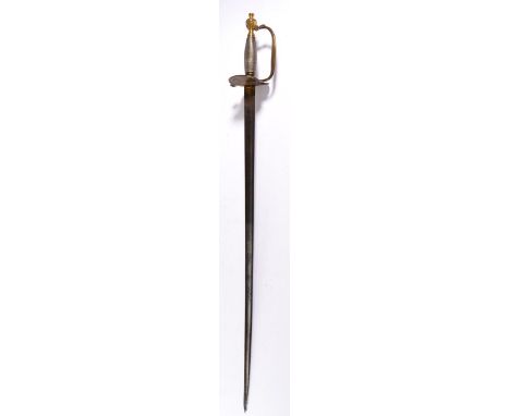 A 1796 Pattern Infantry Officer's Sword by John Gill, the 81cm single edge fullered blued steel blade engraved and gilt with 