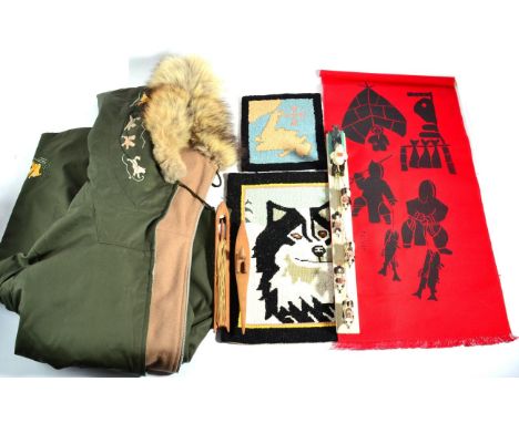 A Collection of Newfoundland and Labrador Artefacts, circa 1967-70, comprising a lady's green cotton Grenfell Parka, with fro