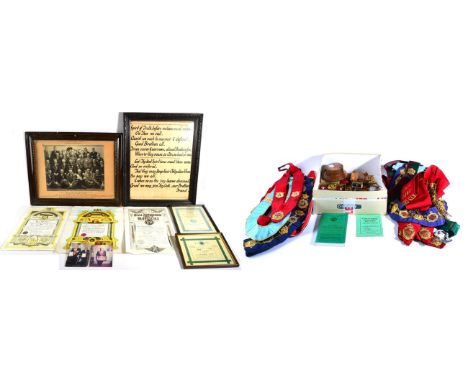 Royal Antediluvian Order Of Buffaloes: a collection of assorted memorabilia, including approximately twenty gilt metal and en