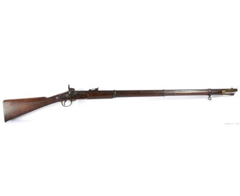A Victorian 1853 Pattern .577 Calibre Percussion Rifle Musket, the 99cm rifled barrel with hinged ladder rear sight, various 