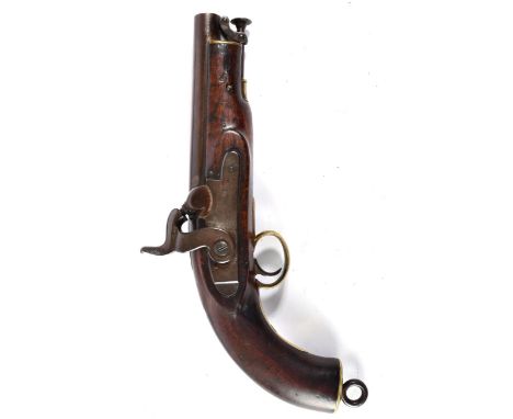 A Victorian Coast Guard's Percussion Belt Pistol, the 15cm steel barrel double struck with crowned 7 and TP over broad arrow,