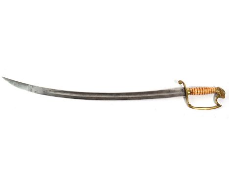 An Early 19th Century American Sabre, the 70cm single edge curved and fullered steel blade faintly engraved with martial trop