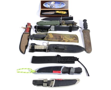 A Collection of Eleven Modern Knives, comprising John Nowill, Sheffield, diver's knife with titanium blade, associated non-ma