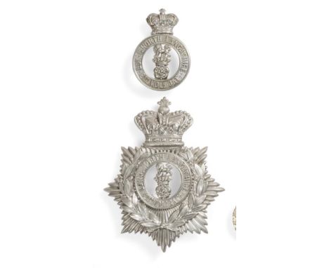 The 2nd Volunteer Battalion the Loyal North Lancashire Regiment:- a Victorian OR's die stamped white metal helmet plate and a