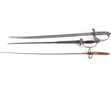 A Victorian 1827 Pattern Infantry Officer's Sword, the 82.5 cm, etched, single edge blade with single fuller, the steel tripl