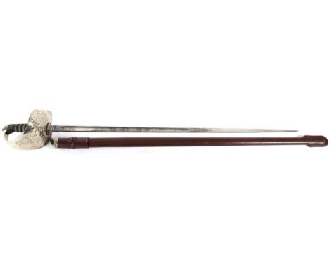 An Elizabeth II 1897 Pattern Infantry Officer's Sword by Wilkinson Sword Ltd., the 82cm fullered steel blade etched with Roya