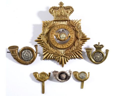 An OR's Brass Helmet Plate to the King's Own Yorkshire Light Infantry, the centre plate with white metal rose, together with 