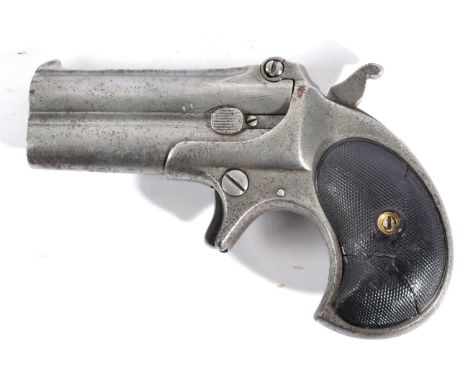 A Remington Over and Under Double Barrel .41 Rimfire Derringer, the 7.5cm barrels marked to the top flat REMINGTON ARMS CO. I