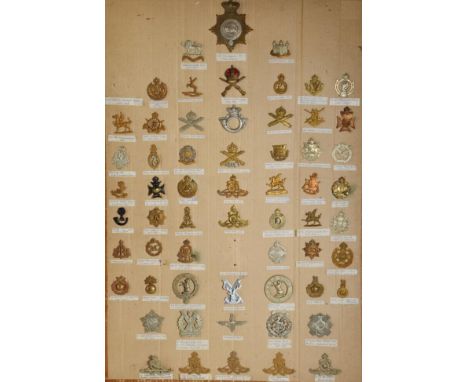 A Collection of Sixty Cap and Glengarry Badges, including a two part bi-metal helmet plate to the 1st Lancashire Rifle Volunt