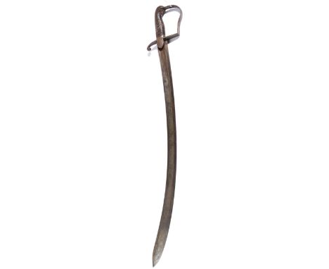 A 1796 Pattern Light Cavalry Sword, the 83 cm, curved single edge blade with single broad fuller, stamped initials S.M. to th