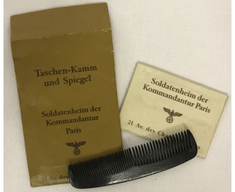 WW2 Style German comb &amp; mirror set.As given to German officer's at the Nazi guest house in Paris.