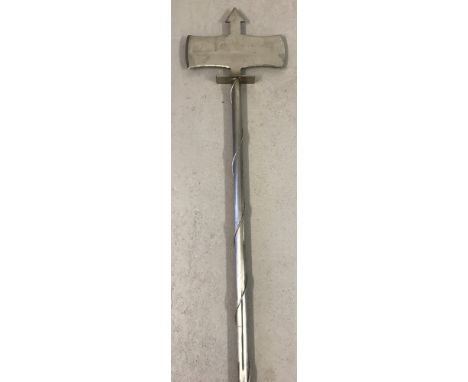 A modern handmade metal long handled double axe weapon.Possibly for re-enactment.Total length approx. 179cm.