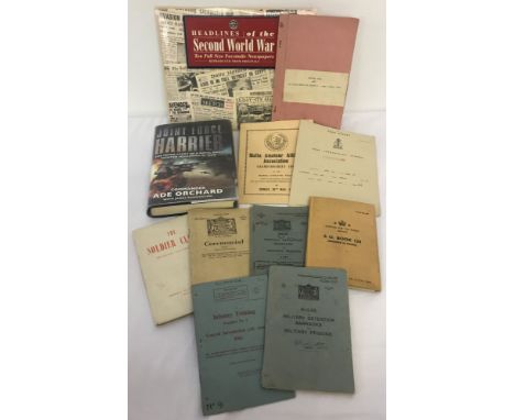 A collection of military ephemera and books.To include: 1950 Ceremonial manual, 1961 Infantry Training Manual and  1937 &amp;