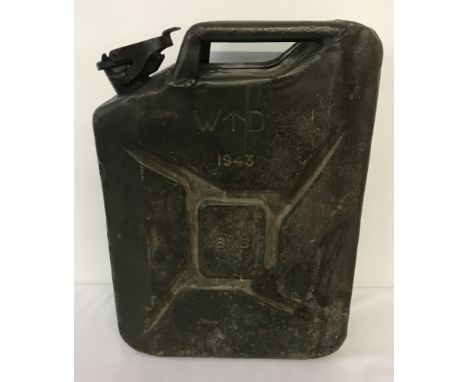 WW2 Era British Army Jerry Can. Dated 1943. Marked with War Dept. Arrow.