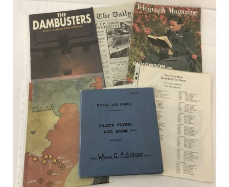 A Royal Air Force Pilot's Flying Log Book No 2 W/CMDR G. P. Gibson D.F.C. 1976 Reproduction  copy.Reproduced by permission of