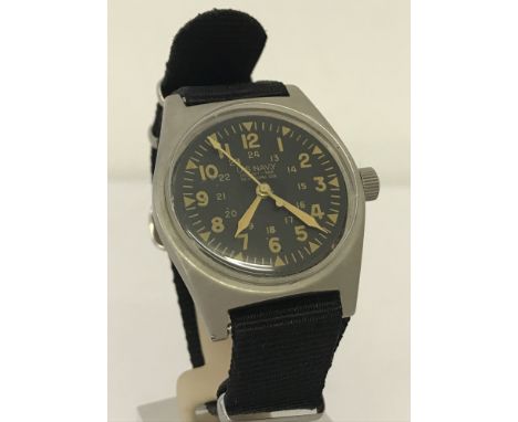 Vietnam War Style US Navy (Marines) Manual Wrist Watch. Vietnam made.Black canvas strap, stainless steel case with luminescen