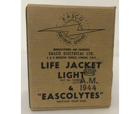 WW2 style boxed British R.A.F life jacket light dated 1944.