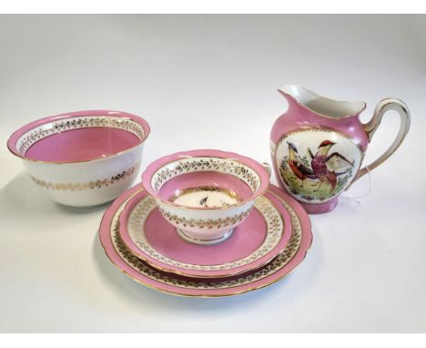 A Victorian Austrian pink ground part tea set (lacks teapot) (21)