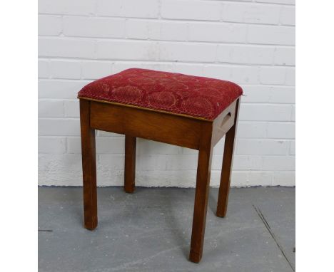 A piano stool with upholstered top, 50 x 44cm