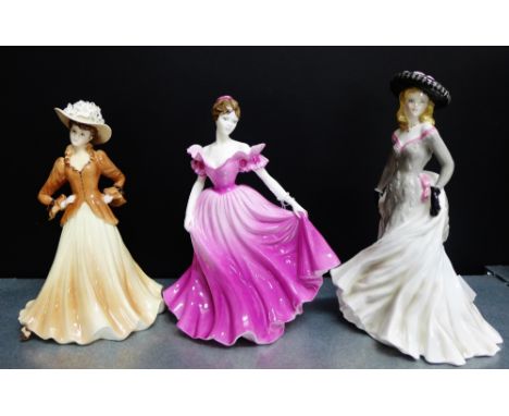 A Royal Worcester 'Summer Regatta' High Society figure, together with two Coalport Ladies of Fashion figures to include 'Joan