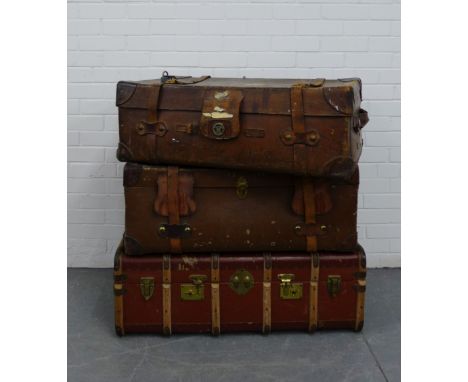 A Forsyth's vintage leather travel trunk and two others (3) 