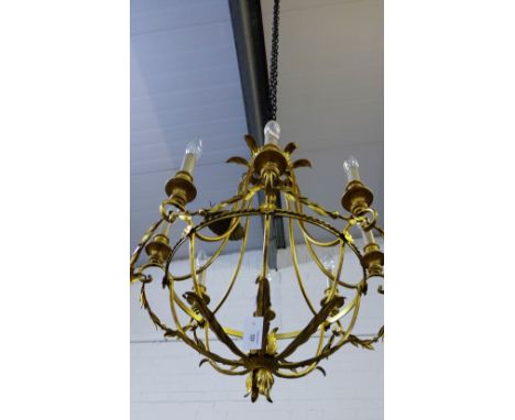 A gilt metal eight branch light fitting