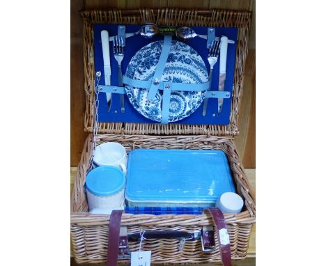 A vintage Brexton picnic basket and contents 