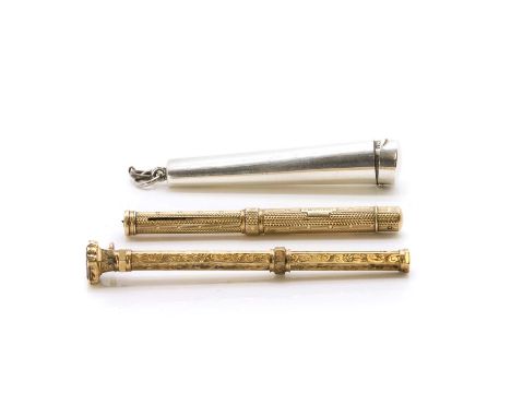 A small group of propelling pencils and needle cases, A machine engraved dip pen/propelling pencil, by Sampson Mordan &amp; C