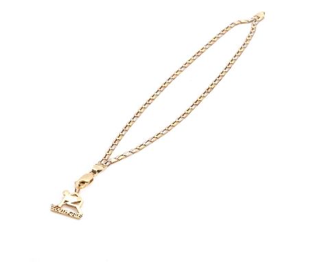 A tricolour gold bracelet, with two rows of hollow tricolour gold links, to a side lever clasp, 185mm long, stamped 9K, and a