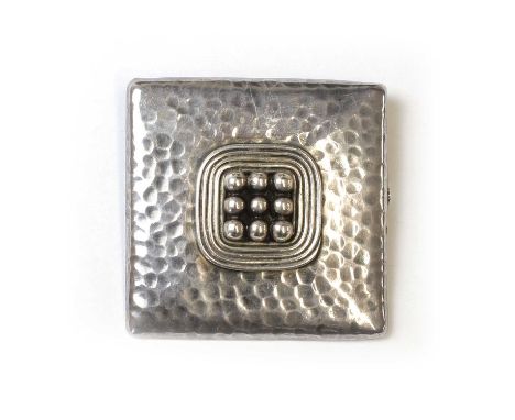 A French Art Deco silver brooch, by Fernand Grange, c.1925,  of modernist design, modelled as a planished finish square plaqu