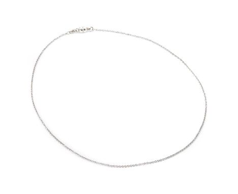 An Italian 18ct white gold chain,  a cable link chain, to a magnetic clasp, 420mm long, Italian official national mark for 18