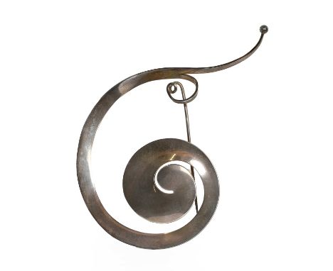 A sterling silver 'Pram' brooch, by Vivianna Torun for Georg Jensen, no. 392, designed by Vivianna Torun Bülow-Hübe, of scrol