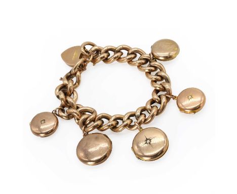 A 9ct gold curb link bracelet, with hollow curb links, 12mm wide, stamped 9C, to a heart shaped padlock and safety chain, cla