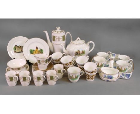 A Spode Persia pattern part coffee service, eight Royal Tuscan coffee cups and saucers, a Hammersley strawberry and cream bas