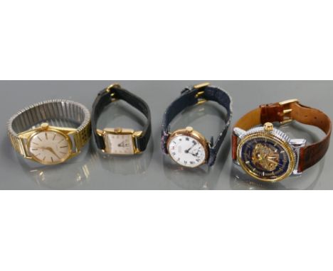 A collection of vintage wristwatches: Including 9ct gold H Samuel rose gold watch, 1950s Mira watch, modern Genoa watch etc. 