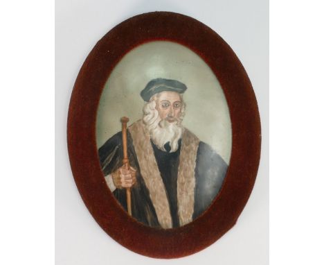 Oval porcelain hand painted Plaque: Decorated with a portrait, height 20cm.