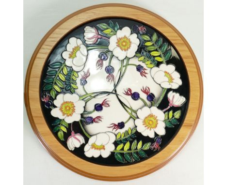 Moorcroft RHS Scotch Rose Plaque: Designed by Nicola Slaney. PLQ18