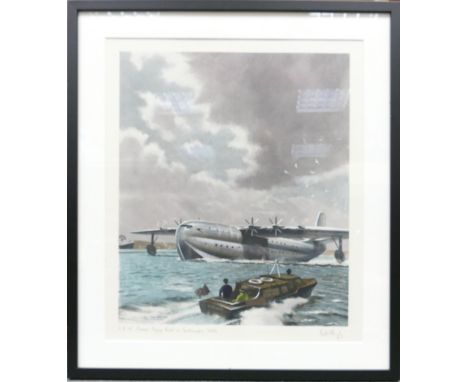 Roy Nockolds, limited edition print by Thackwell &amp; Co Monte Carlo: Of a prototype S R 45 Princess Flying Boat on Southamp