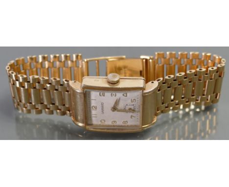 Garrard 9ct gold gentlemans automatic wristwatch: Art Deco style with 9ct gold bracelet. Gross weight 50.7 g.