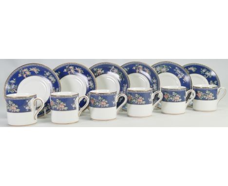 Wedgwood Blue Siam Pattern coffee cups and saucers: 12 pieces.