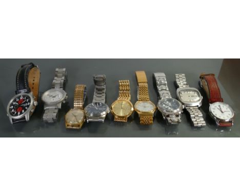 Group of 9 gents watches:  Includes Seiko, Zeitner, Uno (missing hands), Matterhorn, Accurist and Rotary etc. (9)