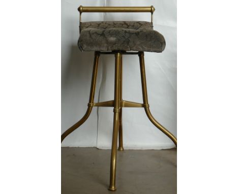 Victorian brass swivel adjustable C.H. Hare patent Piano stool: With upholstered seat.