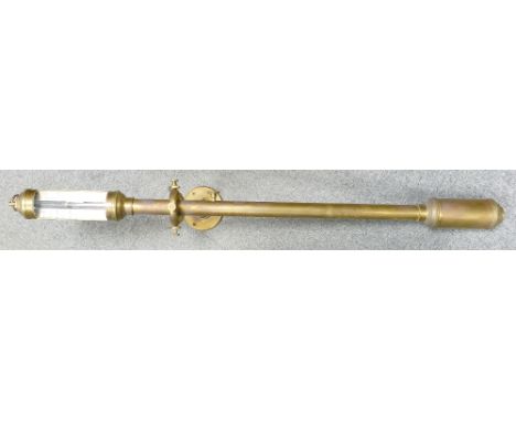 19th century brass ships Wall Barometer: by R N Disterro Lisbourne, Portugal, height 94cm.