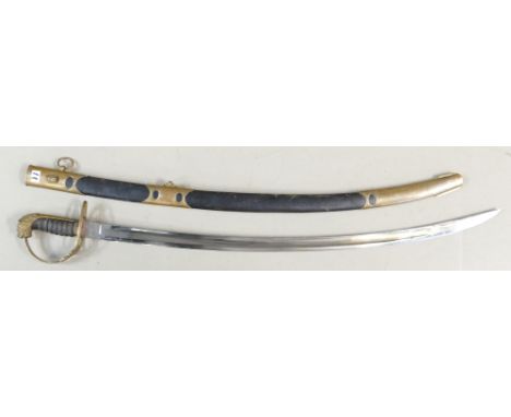 British non-regulation Yeomanry Officers sword: Brass hilt and scabbard fittings: