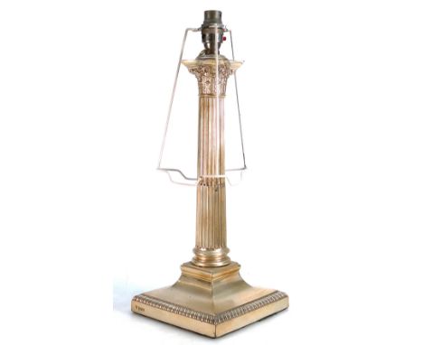 Silver hallmarked large table lamp, Sheffield 1898: An impressive Corinthian column table lamp, standing 37cm high to top of 