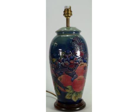 Moorcroft Finch &amp; Berry lamp base: Height to fitting 29cm