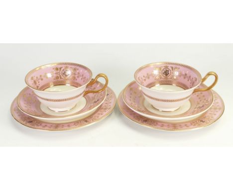 Wedgwood pair of trios in the rare pink Astbury design: (6)