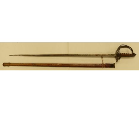 Scottish Victorian Dress sword with scabbard:  Measuring 92.5cm, old receipt included.